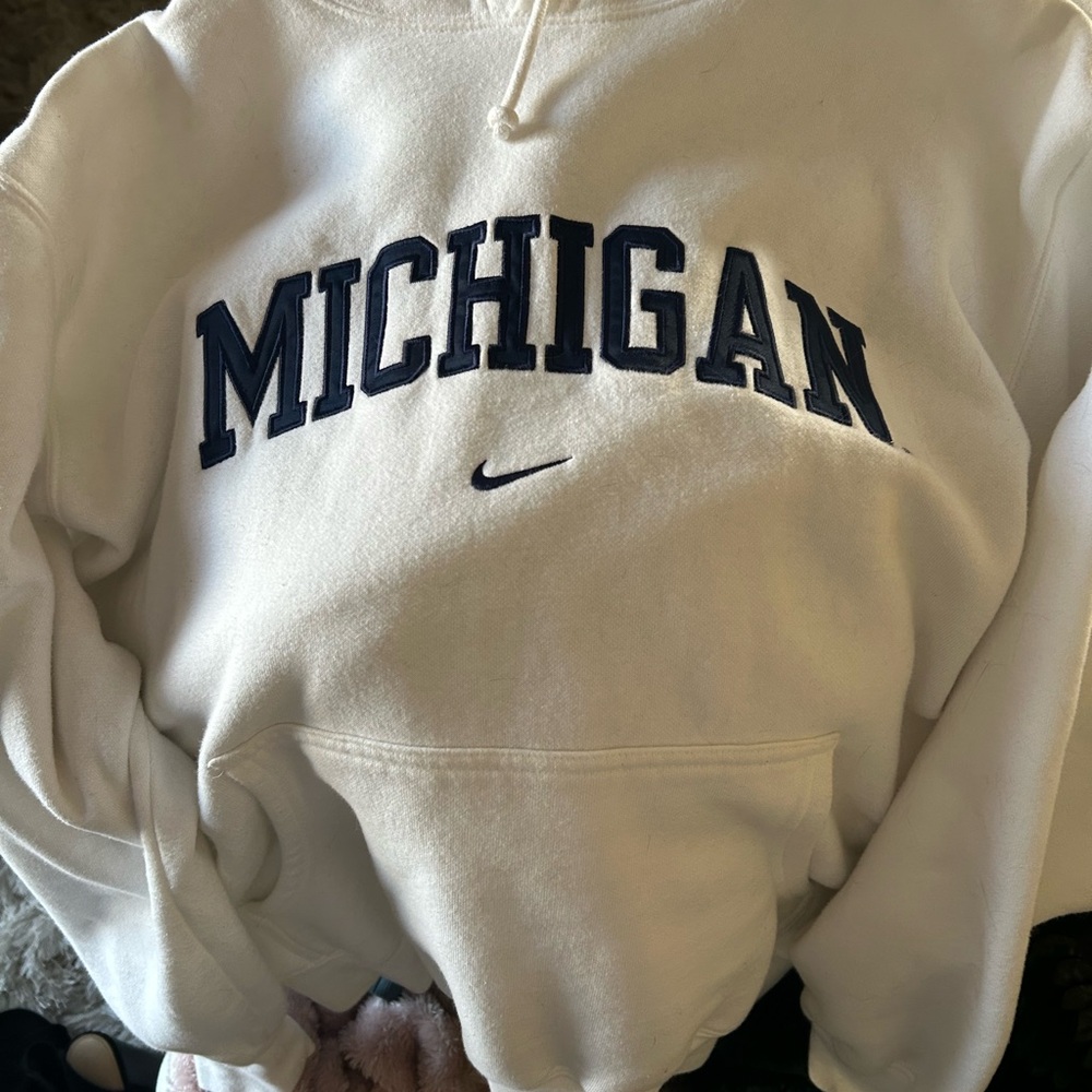 Nike White Hoodie with Navy Appliqué